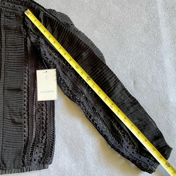 Calligraphie Black Laced Ruffles Long Sleeve Blouse Top Size Medium New! - Picture 5 of 6